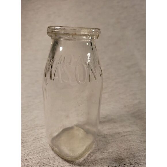 Masons Dairy Other - Masons Dairy‎ Duraglas 17 62 Embossed Half Pint Milk Bottle Vintage
